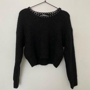 Zara Black Chain Knot Cropped Sweater